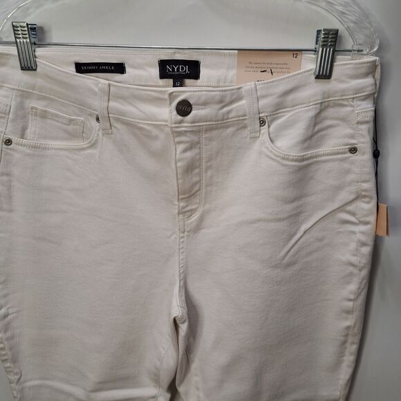 NYDJ Womens White Skinny Ankle Jeans Size 12 Liftx Nip Tuck NEW - Picture 4 of 11